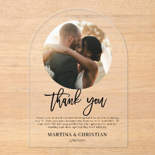 Invitaciones Acrílicas Boda de guiones fotográficos Gracias Arch