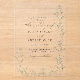 Invitaciones Acrílicas Boda de guiones verde blanco y saga