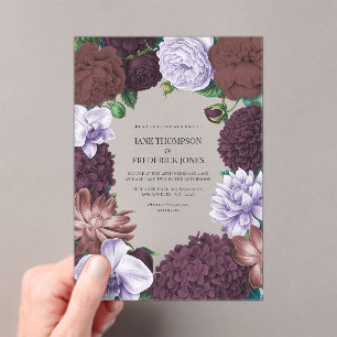 Invitaciones Acrílicas Boda de Higo Silvestre, Rosa de Cacao y Lavanda Su