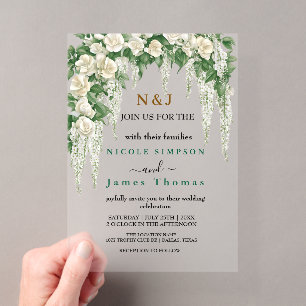 Invitaciones Acrílicas Boda de hojas de eucalipto elegantes verdes