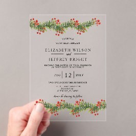 Invitaciones Acrílicas Boda de huelgas rusas de Navidades de invierno