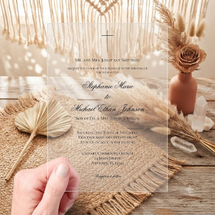 Invitaciones Acrílicas Boda de Iglesia de Cruz Minimalista Elegante Simpl