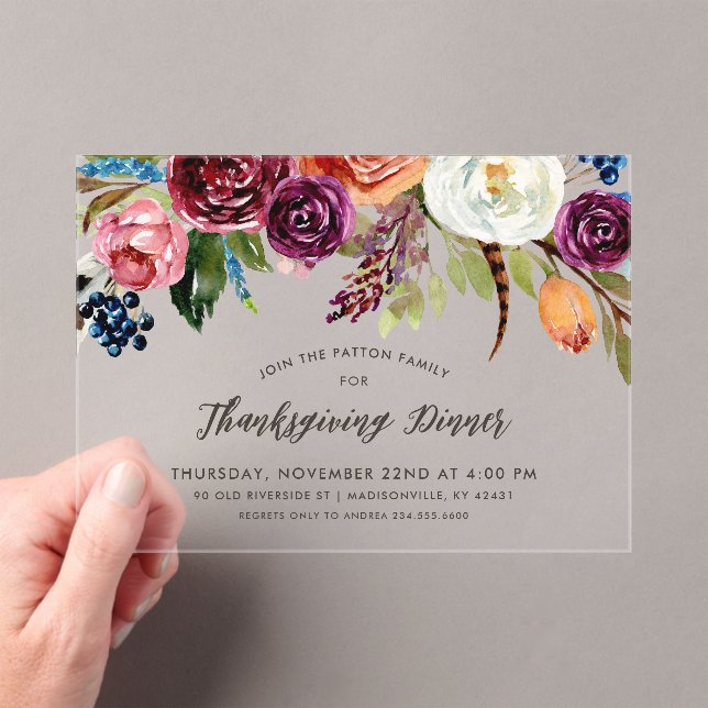 Invitaciones Acrílicas Boda de invierno con flores en vacaciones (Insitu (portátil))