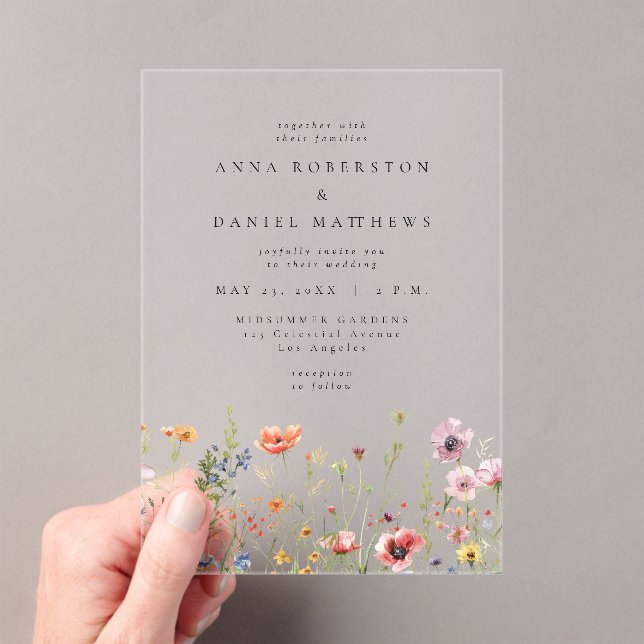 Invitaciones Acrílicas Boda de Jardín de Flores Silvestres (Insitu (portátil))