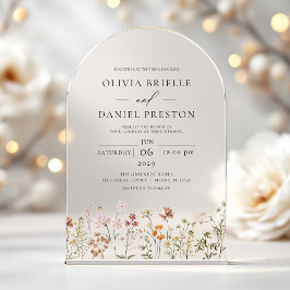 Invitaciones Acrílicas Boda de Jardín de Flores Silvestres Boho