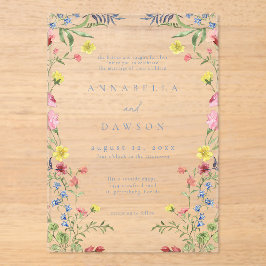 Invitaciones Acrílicas Boda de Jardín de Flores Silvestres Románticas de
