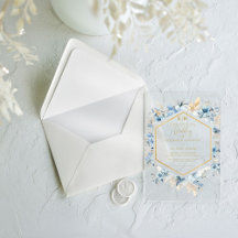 Boda de la flor floral de oro azul de la marea neg