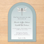 Invitaciones Acrílicas Boda de la libélula verde azulada<br><div class="desc">Invite a sus huéspedes a su próximo boda con esta sencilla e Verde azulada invitación acrílica Boda de la libélula. El diseño de la invitación incluye una libélula de dragón simple y elegante con un guión elegante y una tipografía moderna para los nombres de novias y novios y detalles de...</div>