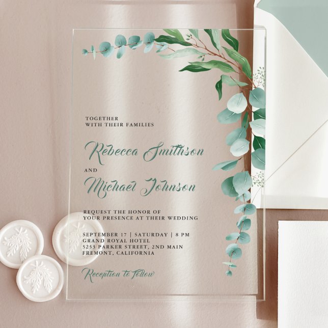 Invitaciones Acrílicas Boda de la Rama de Eucalipto (Subido por el creador)
