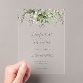 Invitaciones Acrílicas Boda de la vegetación tropical acuática