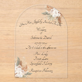 Invitaciones Acrílicas Boda de las flores de terracota y crema