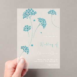 Invitaciones Acrílicas Boda de las flores turquesas
