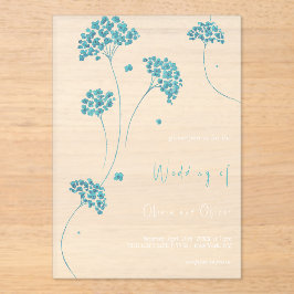 Invitaciones Acrílicas Boda de las flores turquesas