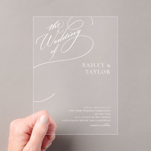 Invitaciones Acrílicas Boda de letra a mano (Insitu (portátil))