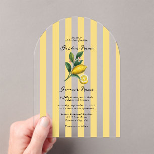Invitaciones Acrílicas Boda de limones cítricos mediterráneos italianos