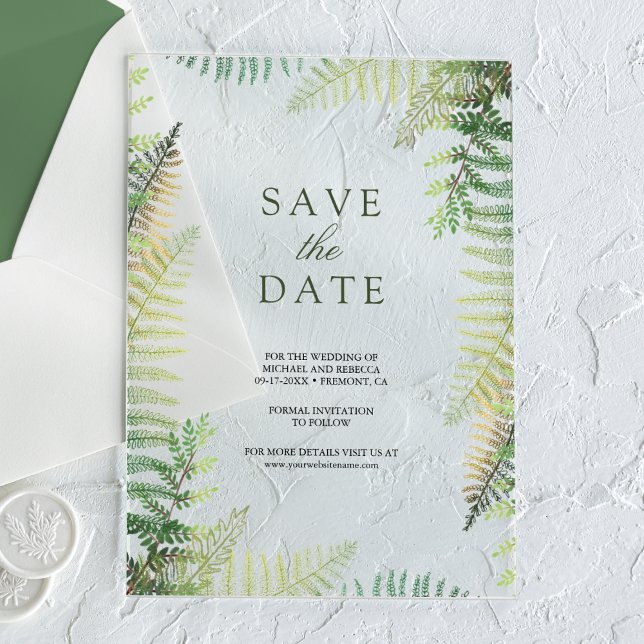 Invitaciones Acrílicas Boda de los verdes feriados de lujo salva la fecha (Subido por el creador)