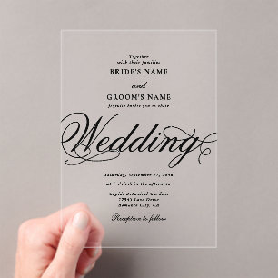 Invitaciones Acrílicas Boda de lujo elegante y con clase de acrílico tran