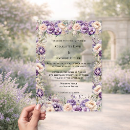 Invitaciones Acrílicas Boda de lujo floral crema champán lavanda