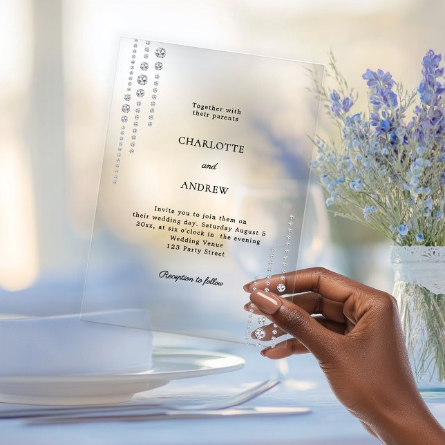 Invitaciones Acrílicas Boda de lujo simple diamantes (Subido por el creador)
