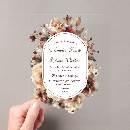 Invitaciones Acrílicas Boda de Marco Floral Boho Moderno
