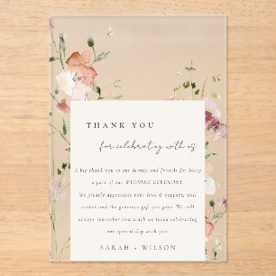 Invitaciones Acrílicas Boda de marco floral suave de color de agua en el 