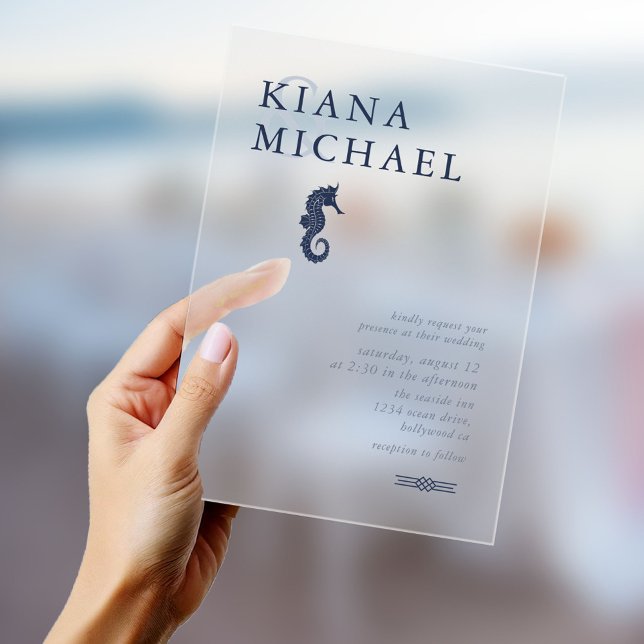 Invitaciones Acrílicas Boda de marea azul de mar ID836 (Subido por el creador)