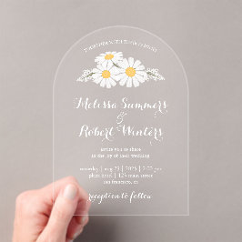 Invitaciones Acrílicas Boda de margaritas blancas florales elegantes