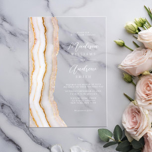 Invitaciones Acrílicas Boda de mármol de ágata elegante moderna