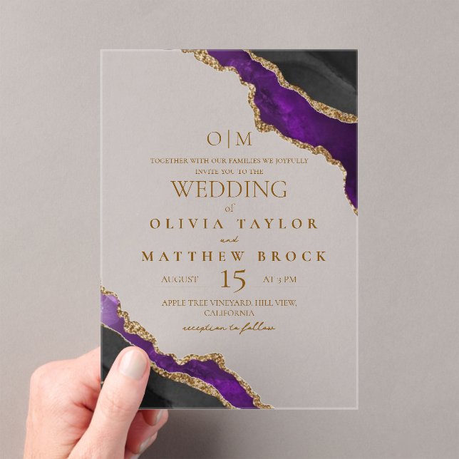 Invitaciones Acrílicas Boda de mármol moderno y elegante (Insitu (portátil))