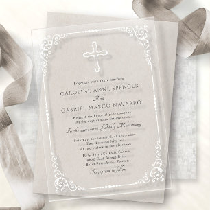 Invitaciones Acrílicas Boda de Misa Católica Elegante