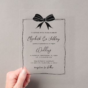 Invitaciones Acrílicas Boda de Moda moderna de barro negro dibujado a man