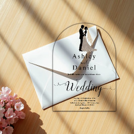 Invitaciones Acrílicas Boda de Moda romántica moderna en blanco y negro