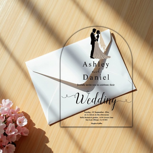 Invitaciones Acrílicas Boda de Moda romántica moderna en blanco y negro (Subido por el creador)