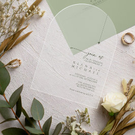 Invitaciones Acrílicas Boda de Moda simple ID de arco transparente 1046