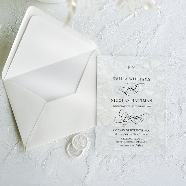 Invitaciones Acrílicas Boda de monograma caligrafía (Subido por el creador)