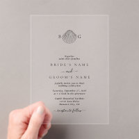 Boda de monograma de almejas minimalistas