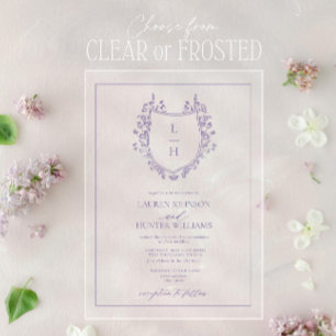 Invitaciones Acrílicas Boda de Monograma de Lavanda Clásica