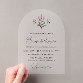 Invitaciones Acrílicas Boda de Monograma de Ramillete de Flor Silvestre R