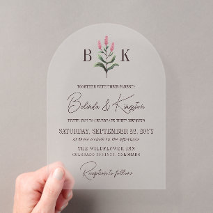 Invitaciones Acrílicas Boda de Monograma de Ramillete de Flor Silvestre R