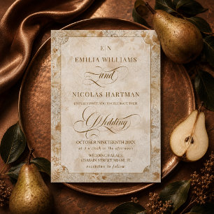 Invitaciones Acrílicas Boda de Monograma de Terracota Old Money