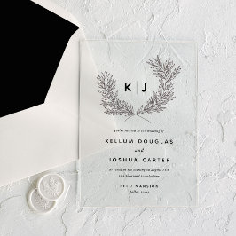 Invitaciones Acrílicas Boda de monograma distinguido