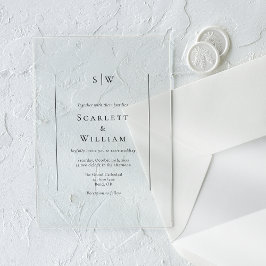 Invitaciones Acrílicas Boda de monograma mínimo tradicional simple