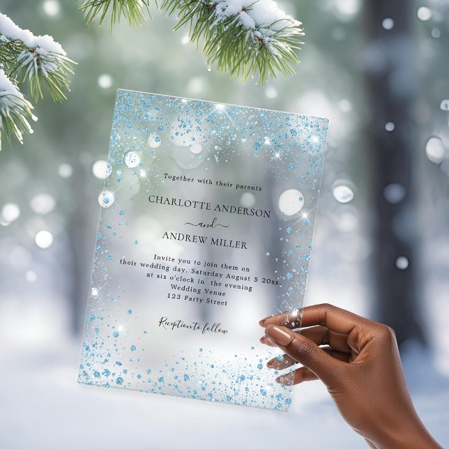 Invitaciones Acrílicas Boda de noche con brillo azul claro (Subido por el creador)