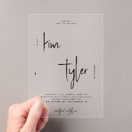 Invitaciones Acrílicas Boda de nombres de escritura modernos para novias 