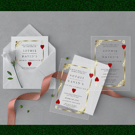 Invitaciones Acrílicas Boda de oro de lujo Casino Las Vegas Poker