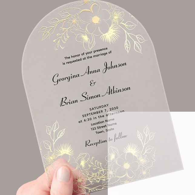 Invitaciones Acrílicas Boda de oro elegante (Subido por el creador)