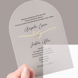 Invitaciones Acrílicas Boda de oro elegante y moderno