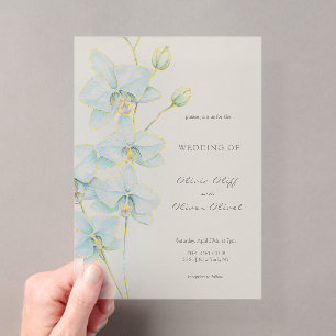 Invitaciones Acrílicas Boda de Orquídea Azul Suave