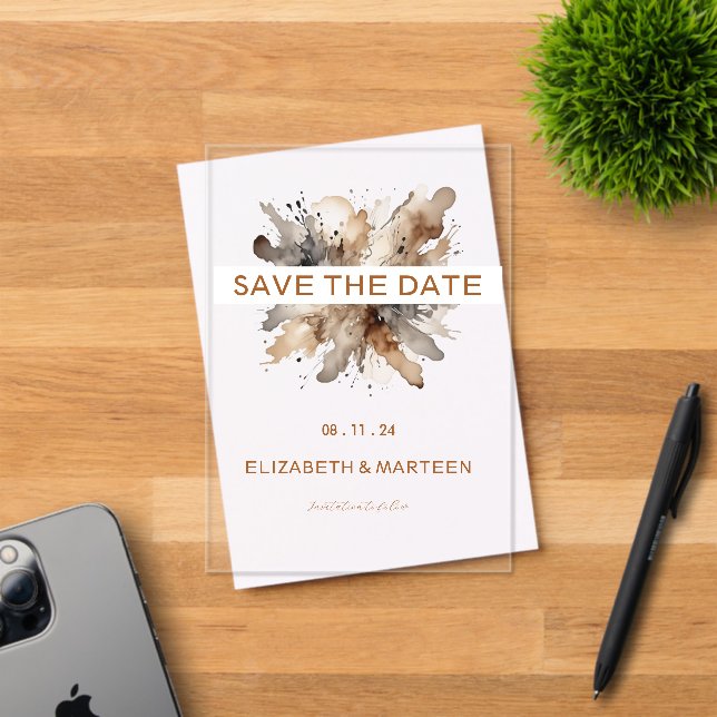 Invitaciones Acrílicas Boda de otoño de acuarela (Insitu (Tarjeta de Invitación))