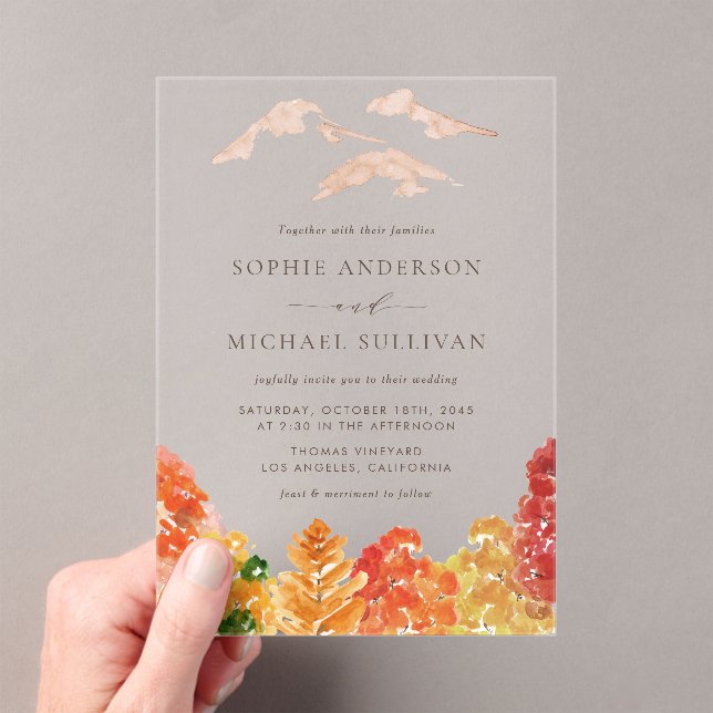 Invitaciones Acrílicas Boda de otoño de otoño de la cascada acuática rusa (Insitu (portátil))
